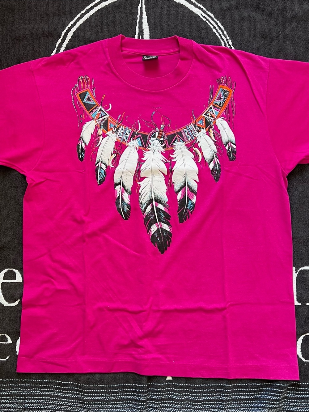 Vintage Pink Tribal Collar Native Feather Necklace T-shirt